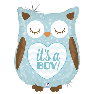 Шар ФИГУРА IT'S A BOY Сова голубая блеск