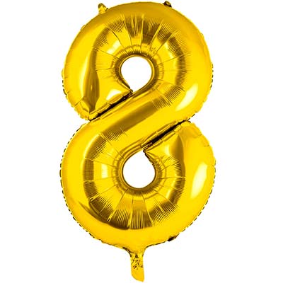 Шар цифра "8", 101см Gold