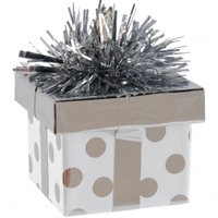 Грузик для шаров Подарок горошек серебро