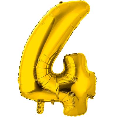 Шар цифра "4", 66см Gold