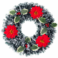 Венок Рождест зел/бел Пуансеттия ягоды/G