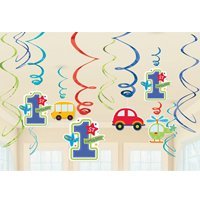Спирали 1-ый День рождения Мальчик, 12шт