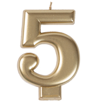 Свеча -цифра "5" Золотая, 8 см