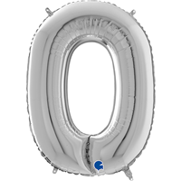 Шар буква "О", 66см Silver