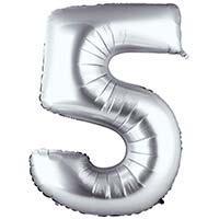 Шар цифра "5", 66см Silver