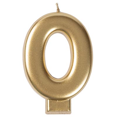 Свеча -цифра "0" Золотая, 8 см