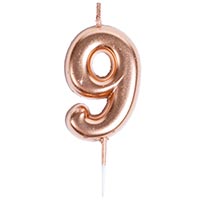 Свеча -цифра "9" Розовое золото 4,5см