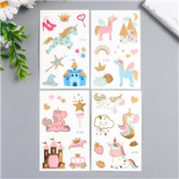 Тату Единороги золотые 12х7,5см