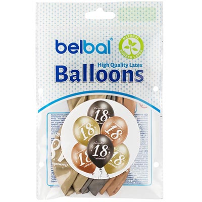 Юбилей Шар с рисунком 14&quot; Хром Юбилей - 18. 6шт 1103-2988