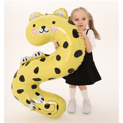Шар цифра "2" 96см Зоопарк Леопард