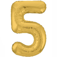 Шар цифра "5", 101см Металлик Gold