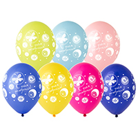 Шары 36см День Рождения Цветы Птицы