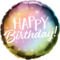 Шарик 45см Happy Birthday Омбре металлик