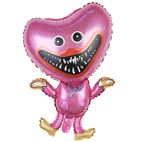 Шар фигура МонстрЗубастик розовый сердце