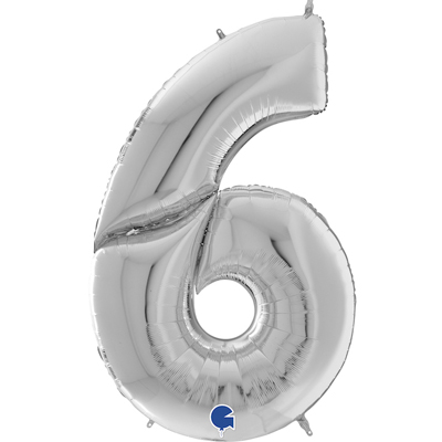 Шар цифра 6 64" Silver