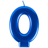 Свеча -цифра "0" Синяя, 8 см