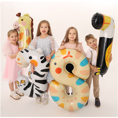 Шар цифра "3" 96см Зоопарк Зебра