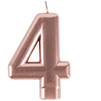 Свеча -цифра "4" Розовое золото, 8 см