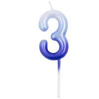 Свеча -цифра "3" Омбре голуб/синий 6см