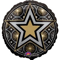 Шар 18", 45см, Звезда на черном блеск