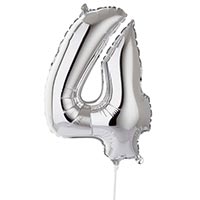 Шар цифра "4", 40см Silver под воздух