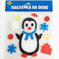 Наклейка гелевая на окно Пингвин