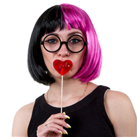 Парик карн Каре 2цв черно-розовый 30см/G