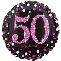 Шар 45см Sparkling Birthday 50 pink