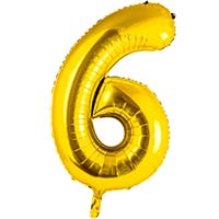 Шар цифра "6", 101см Gold