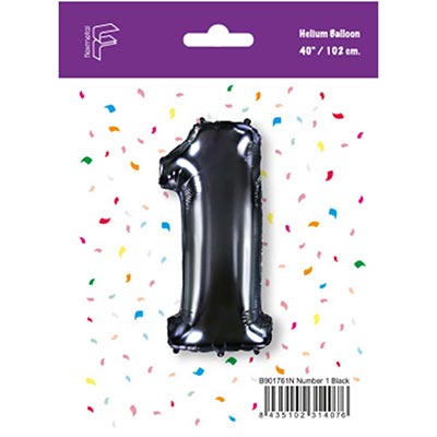 Шарик цифра "1", 101см Black