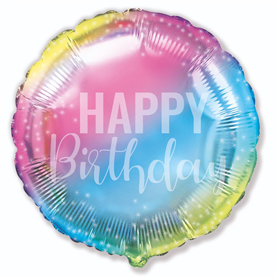 Шарик 45см Happy Birthday Радуга нежная