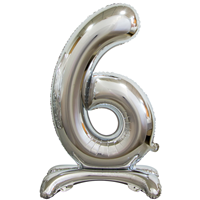 Шар цифра "6", 76см Silver под воздух