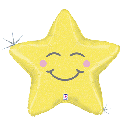 Шарики из фольги Шар фигура Звезда счастливая блеск