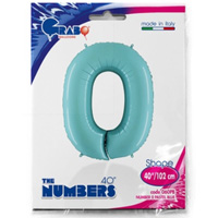 Шар цифра "0", 101см Пастель Blue