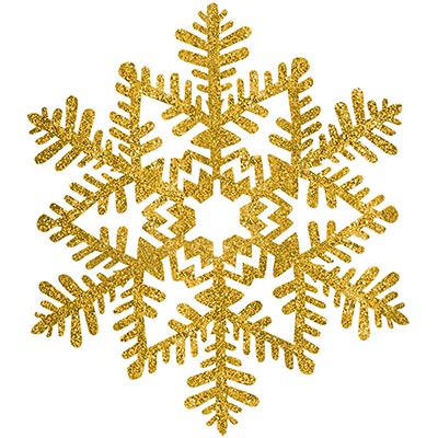 Снежинка пластик блеск золотая, 16 см