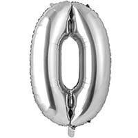 Шар цифра "0", 66см Silver