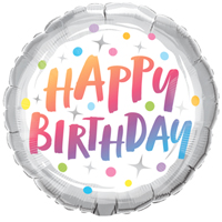 Шарик 45см Happy Birthday Точки радужные