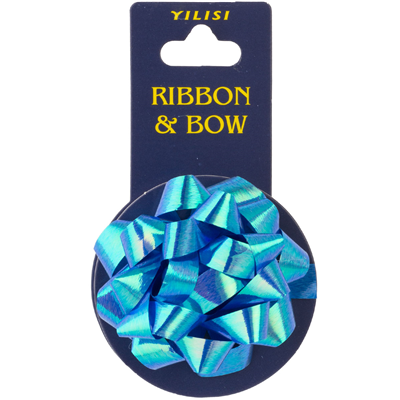 Бант звезда + Лента металлик синий