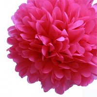 Бумажный помпон фуксия 25 см