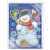 Наклейки на окно Снеговичок 33х24см