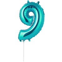 Шар цифра "9" 40см Turquoise под воздух