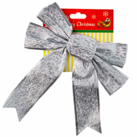 Бант Новогодний серебро 20х20см текстиль