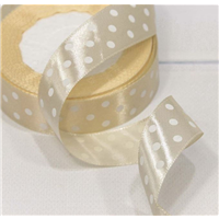 Лента атлас горох 25ммх23м кремовая