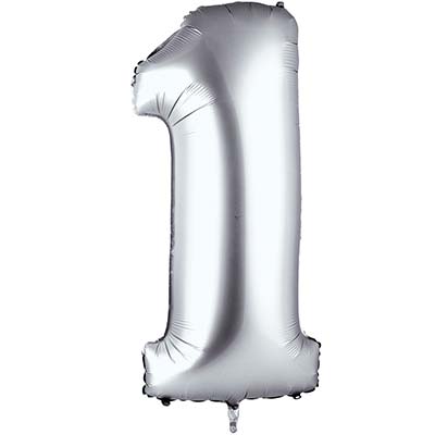 Шар цифра "1", 66см Silver
