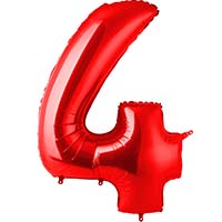 Шар цифра "4", 101см Red Италия