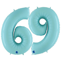 Шар цифра "6" или "9" 101см Пастель Blue