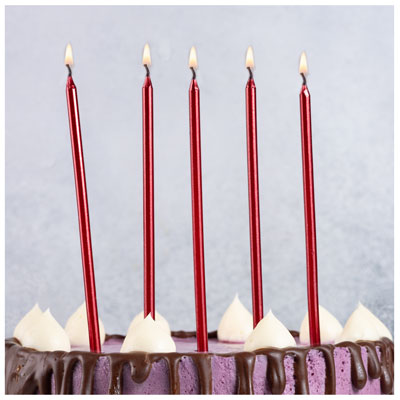 Свечи д/торта Бордовые с подст 12шт 13см