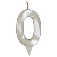 Свеча-цифра "0" Грань белый жемчуг 7см