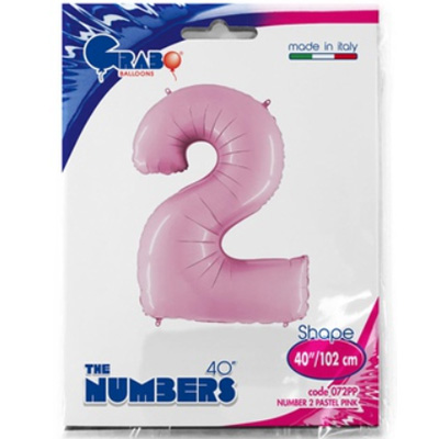 Шарики из фольги Шар цифра "2", 101см Пастель Pink