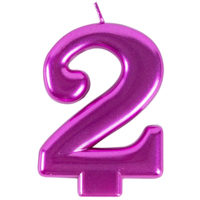 Свеча -цифра "2" Ярко-розовая, 8 см